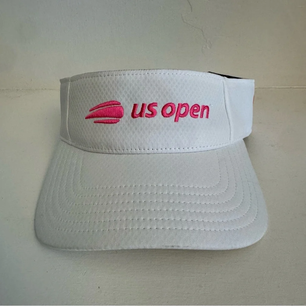 US Open Tennis Women’s Under Armour White Visor Hat with Pink Embroidered Logo